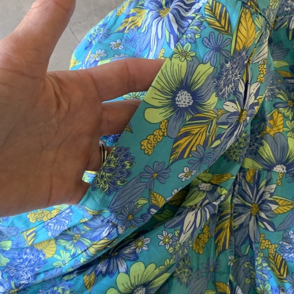 ModCloth Blue and Yellow Daisies At Nightfall Tiered Midi Skirt Size 8 cotton - Picture 8 of 8